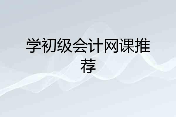 学初级会计网课推荐