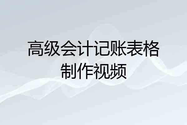 高级会计记账表格制作视频
