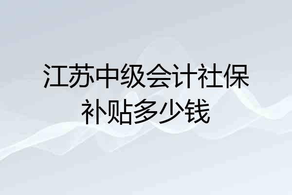江苏中级会计社保补贴多少钱