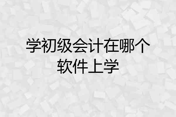 学初级会计在哪个软件上学