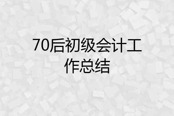 70后初级会计工作总结