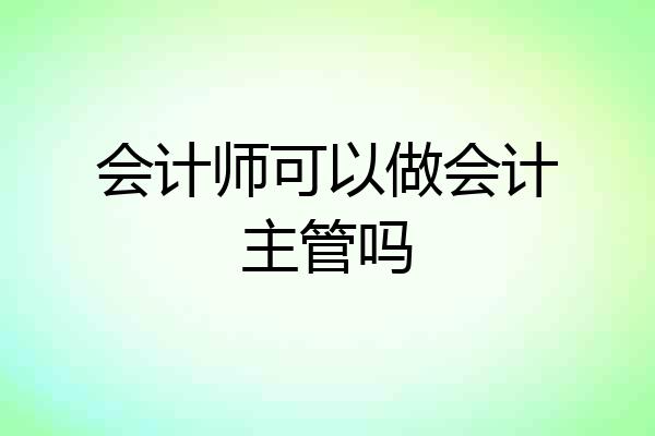 会计师可以做会计主管吗