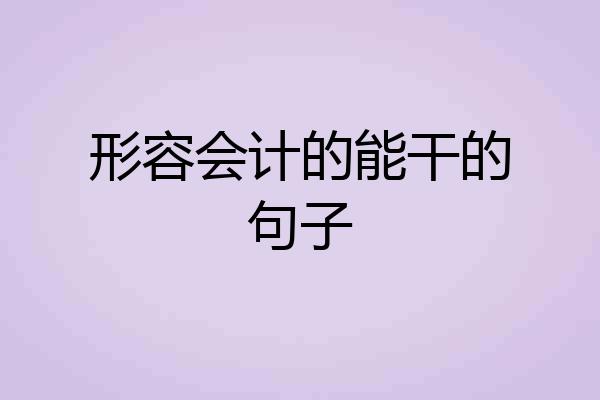 形容会计的能干的句子