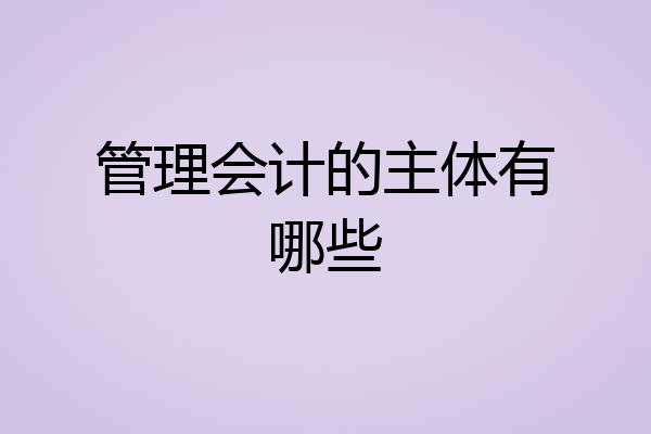 管理会计的主体有哪些