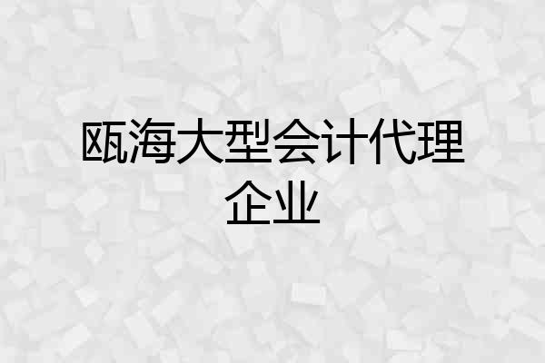 瓯海大型会计代理企业
