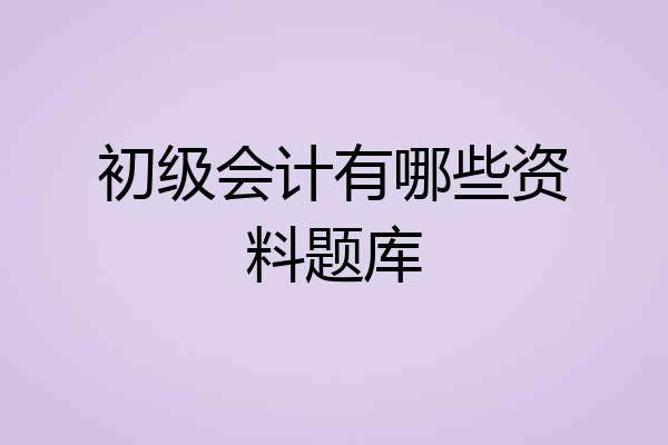 初级会计有哪些资料题库