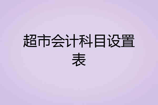 超市会计科目设置表