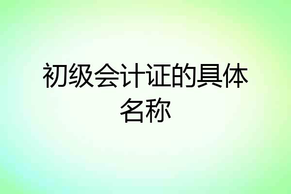 初级会计证的具体名称