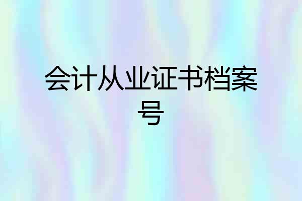 会计从业证书档案号