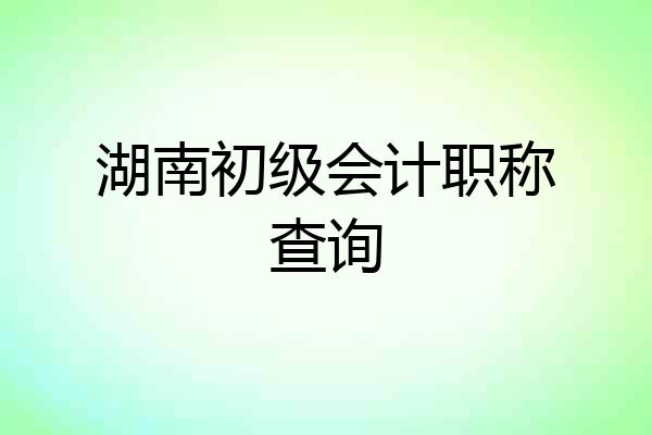 湖南初级会计职称查询