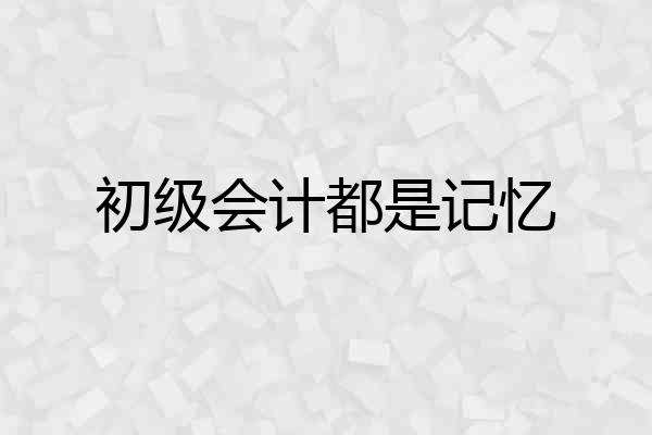 初级会计都是记忆