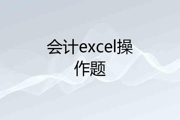 会计excel操作题