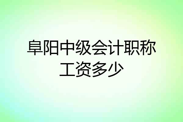 阜阳中级会计职称工资多少