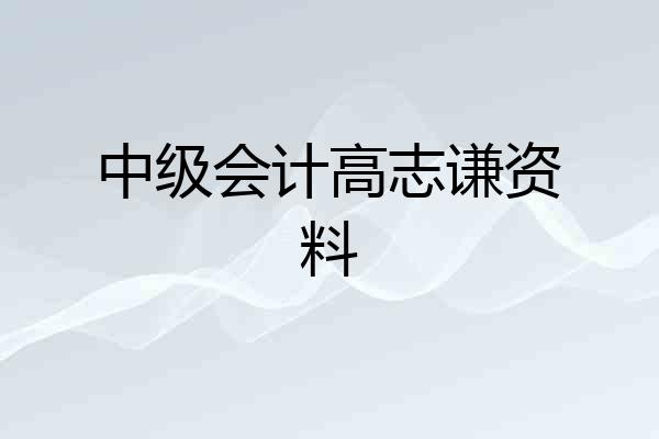 中级会计高志谦资料