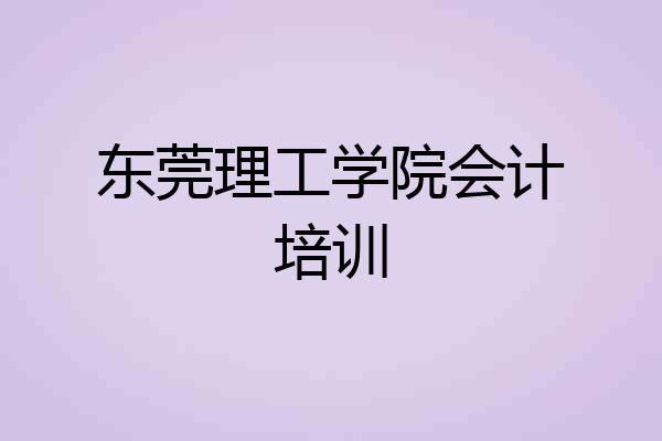 东莞理工学院会计培训