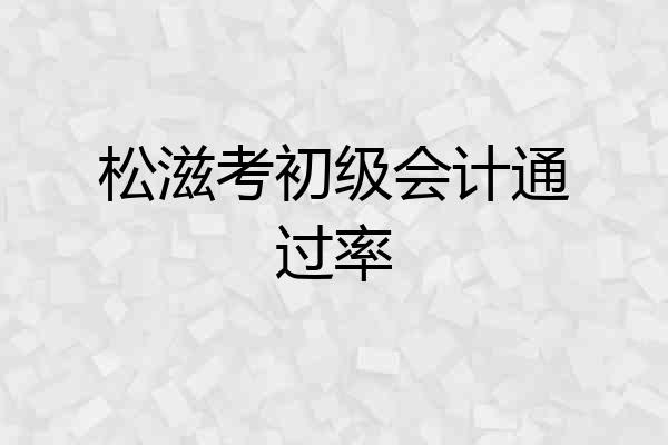 松滋考初级会计通过率