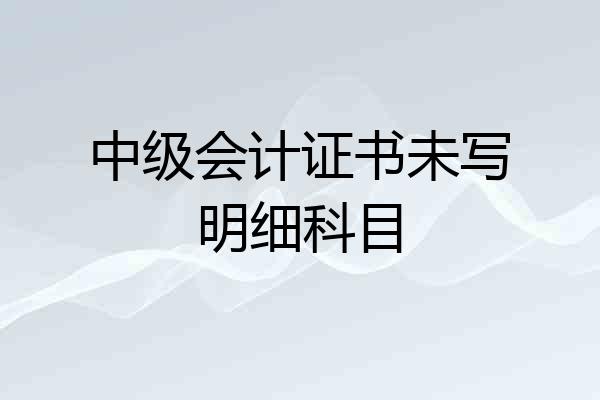 中级会计证书未写明细科目