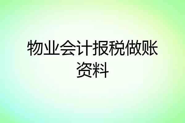 物业会计报税做账资料