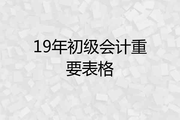 19年初级会计重要表格