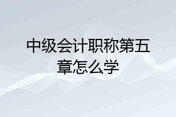 中级会计职称第五章怎么学