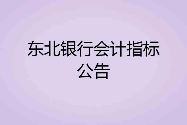 东北银行会计指标公告