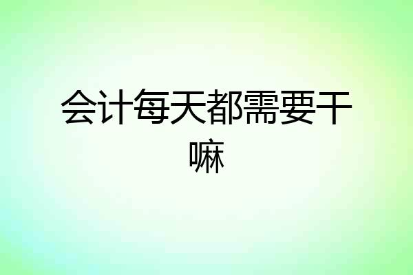 会计每天都需要干嘛