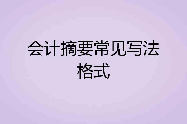 会计摘要常见写法格式