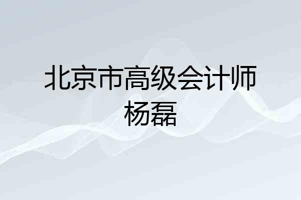 北京市高级会计师杨磊
