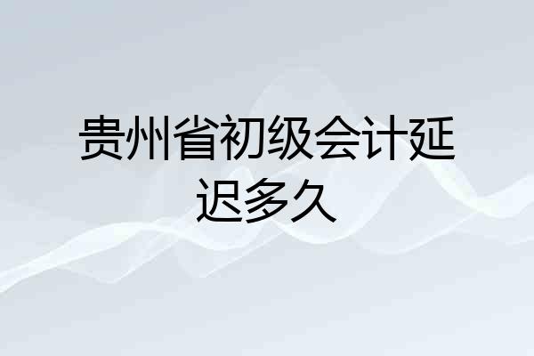 贵州省初级会计延迟多久