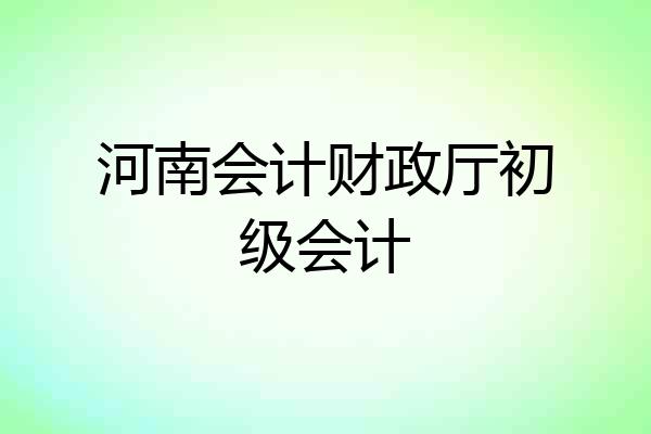 河南会计财政厅初级会计