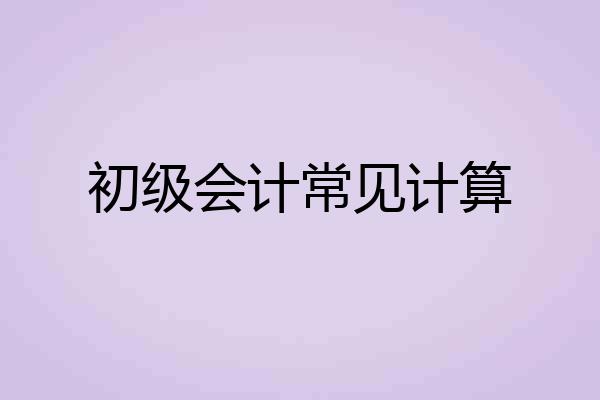 初级会计常见计算