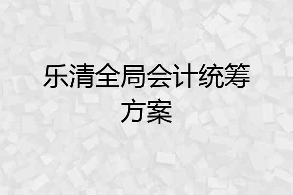 乐清全局会计统筹方案