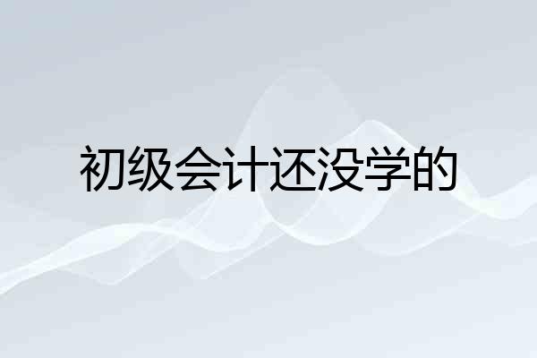 初级会计还没学的