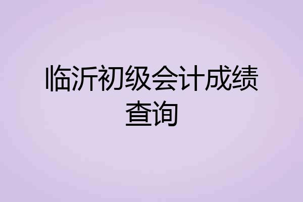 临沂初级会计成绩查询