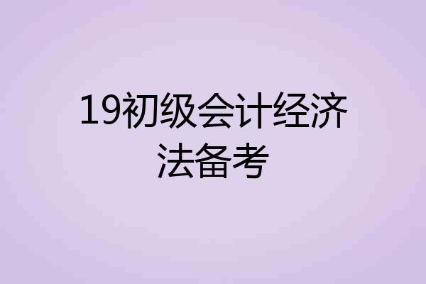19初级会计经济法备考