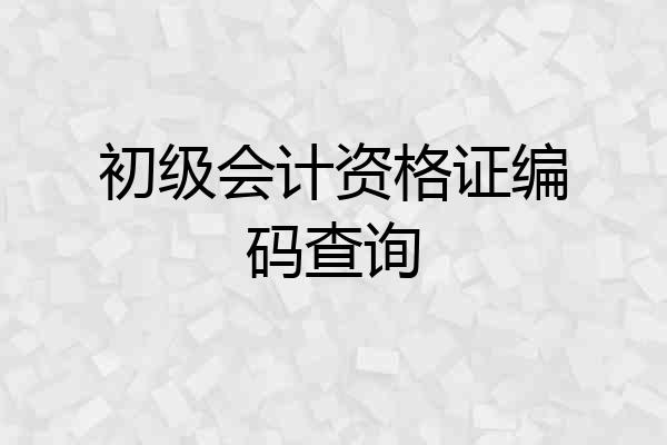 初级会计资格证编码查询