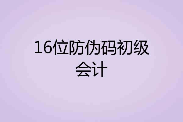 16位防伪码初级会计