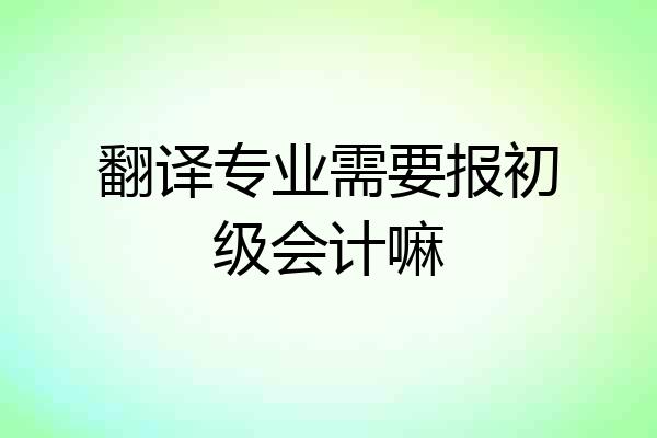翻译专业需要报初级会计嘛