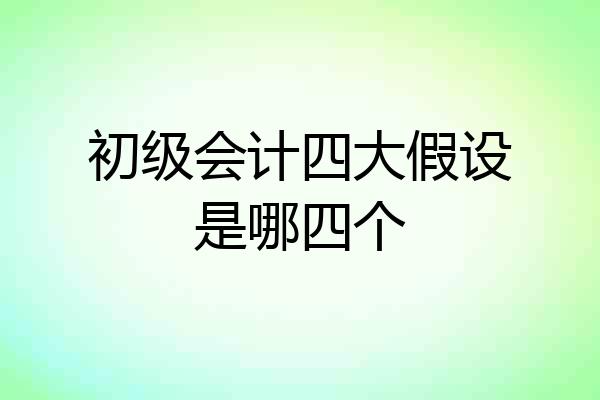 初级会计四大假设是哪四个
