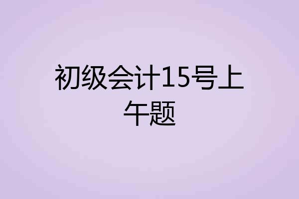 初级会计15号上午题