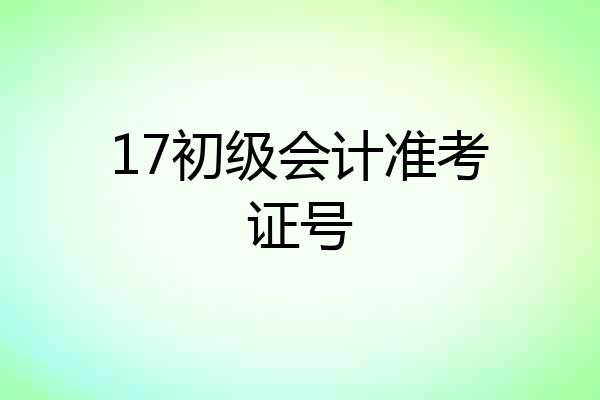 17初级会计准考证号