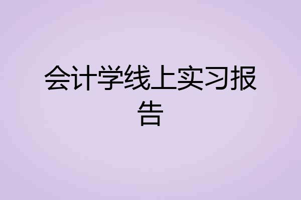 会计学线上实习报告