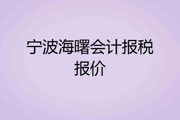 宁波海曙会计报税报价