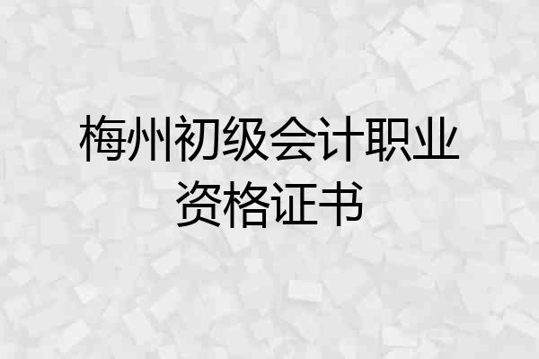 梅州初级会计职业资格证书