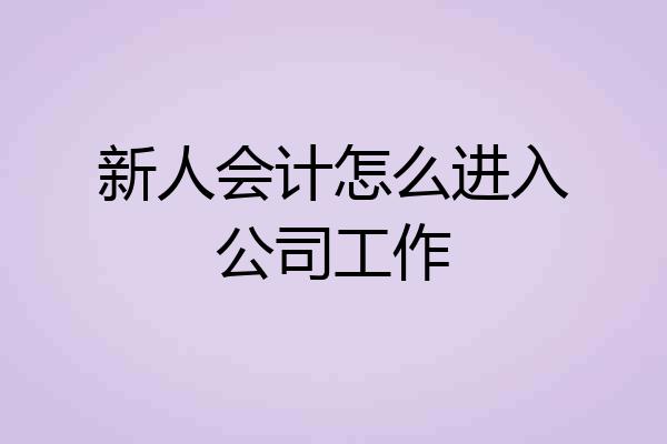新人会计怎么进入公司工作