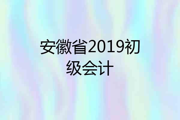 安徽省2019初级会计