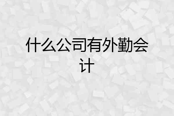 什么公司有外勤会计