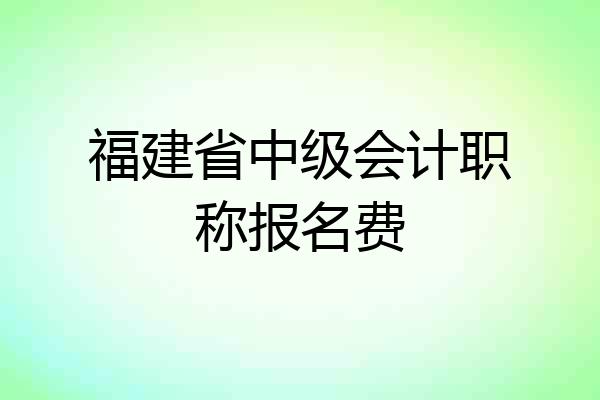 福建省中级会计职称报名费