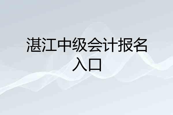 湛江中级会计报名入口