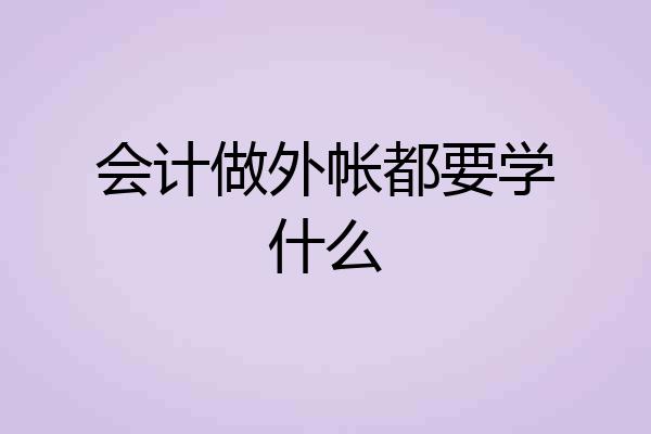 会计做外帐都要学什么
